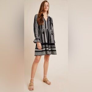 Anthropologie Maeve Dominique Tunic Dress In Black/White Size XS
